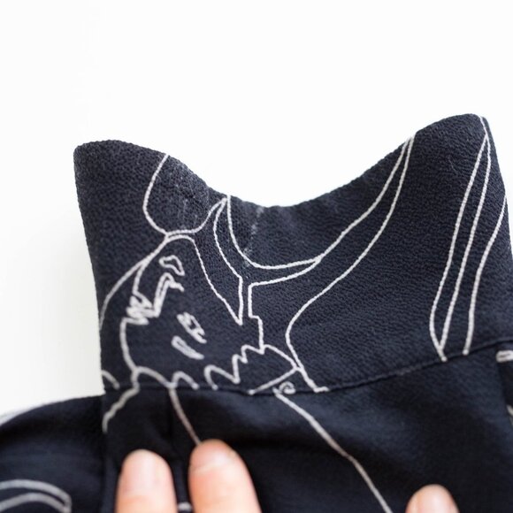 Victoria Victoria Beckham Blue Printed Collared Dress - Size 4 - Picture 9 of 11